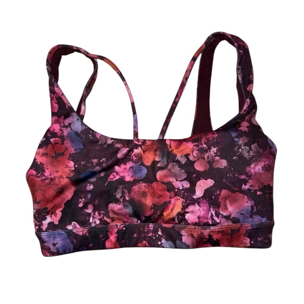 Athleta exhale sports bra multicolor purple floral women’s size XS
